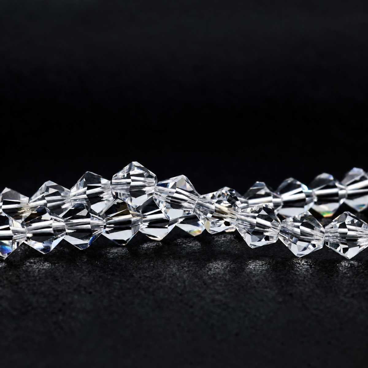K9 faceted crystal glass bicone beads – Crystal Clear