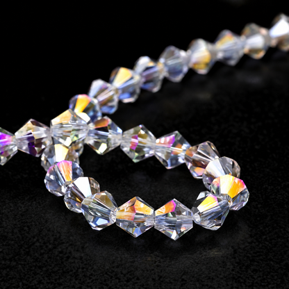 K9 faceted crystal glass bicone beads – Crystal Clear AB