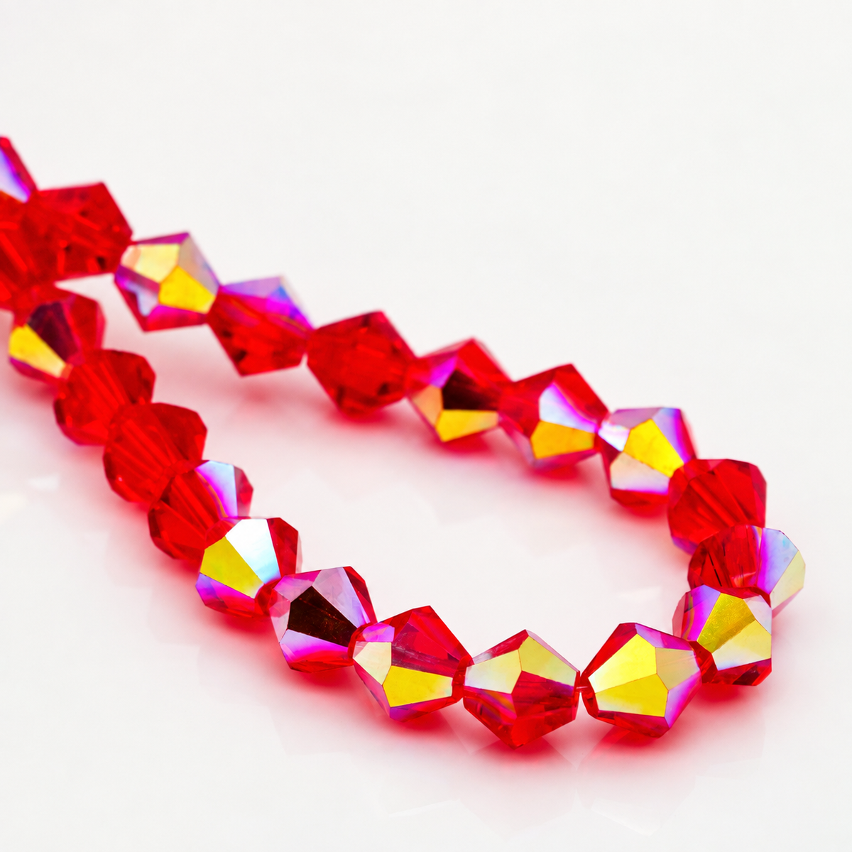 K9 faceted crystal glass bicone beads – Red Aurora