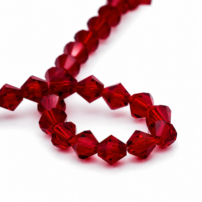 K9 faceted crystal glass bicone beads – Deep Red