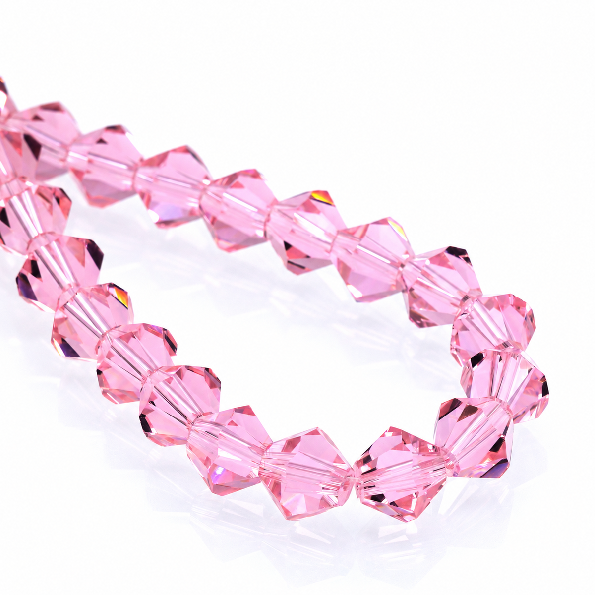 K9 faceted crystal glass bicone beads – Rose Pink