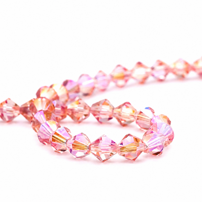 K9 faceted crystal glass bicone beads – Blush Pink AB