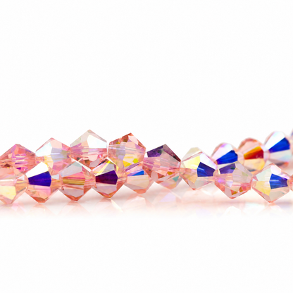 K9 faceted crystal glass bicone beads – Blush Pink Aurora
