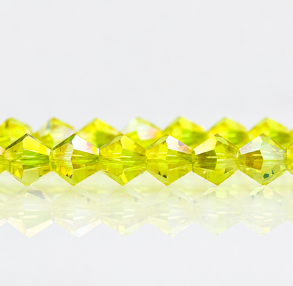 K9 faceted crystal glass bicone beads – Lemon Yellow AB