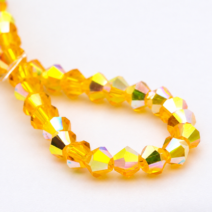 K9 faceted crystal glass bicone beads – Deep Golden Yellow Aurora