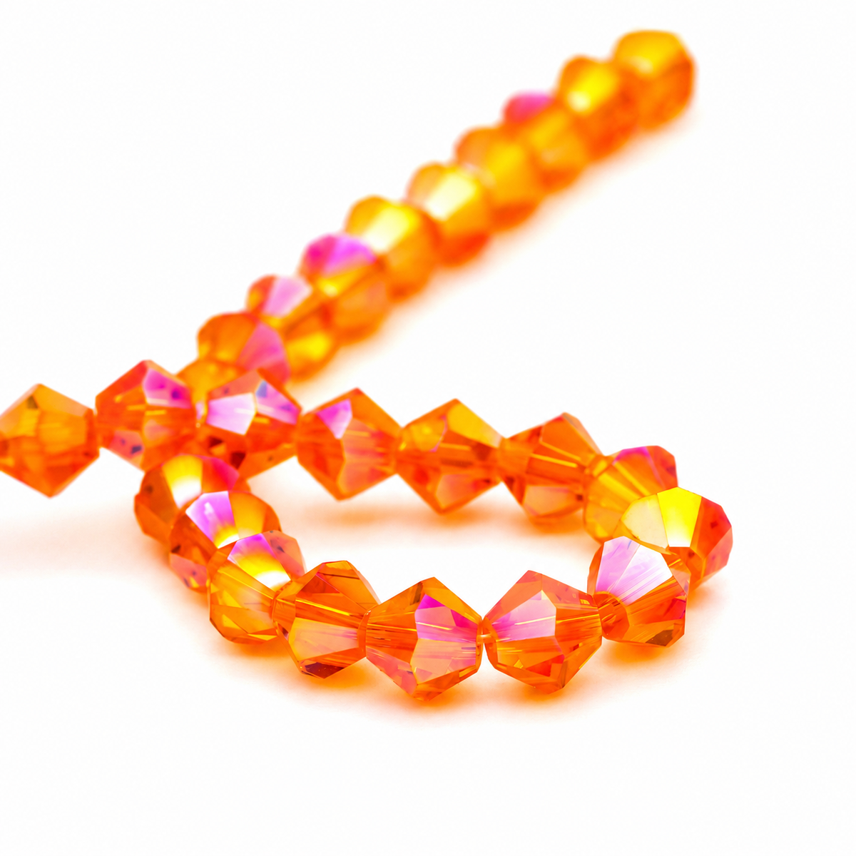 K9 faceted crystal glass bicone beads – Orange AB