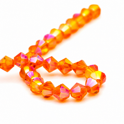 K9 faceted crystal glass bicone beads – Orange AB