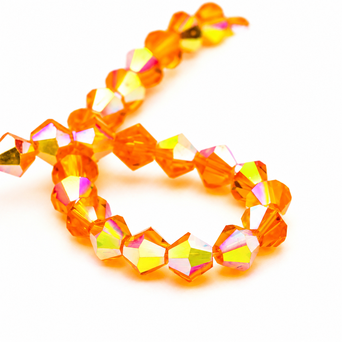 K9 faceted crystal glass bicone beads – Orange Aurora