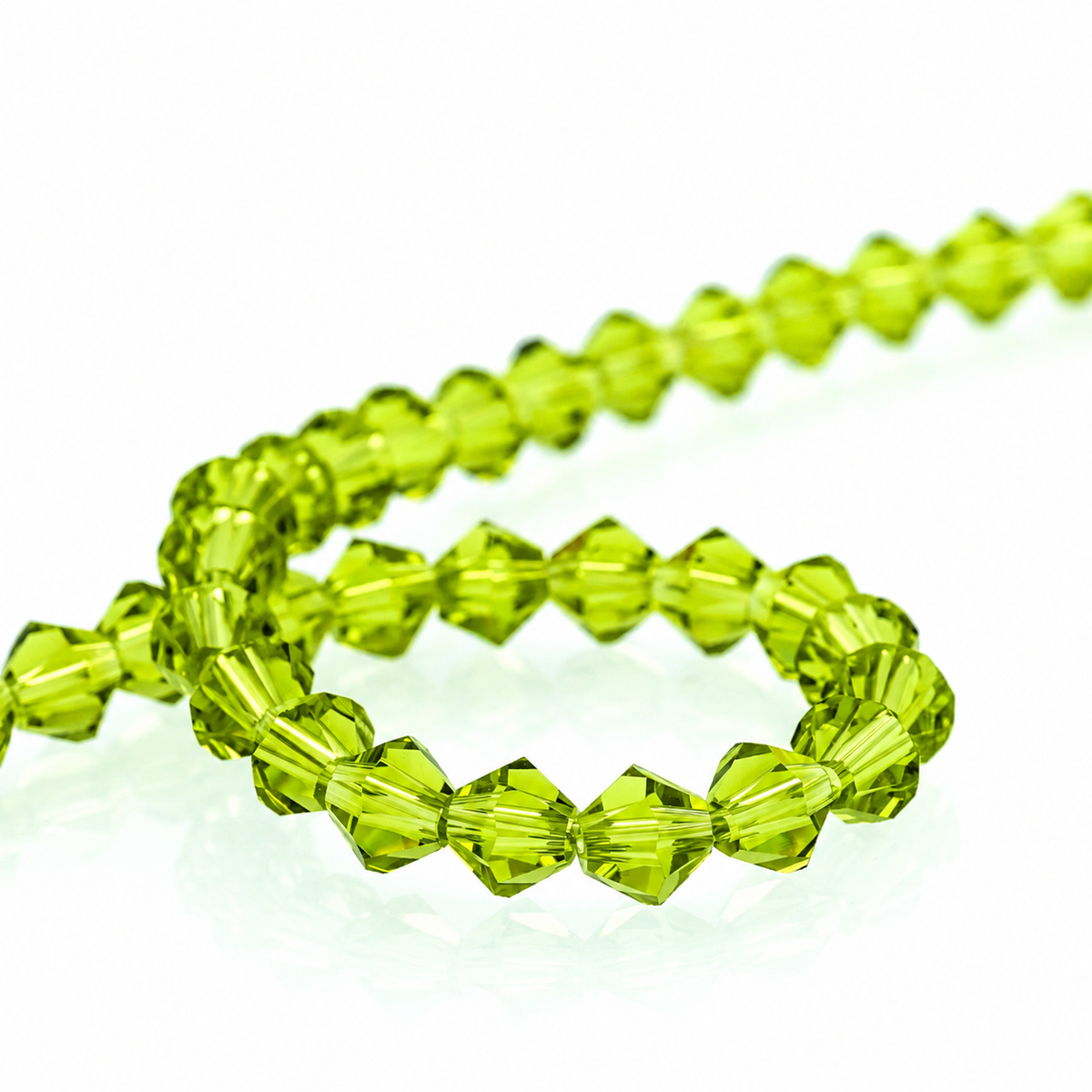 K9 faceted crystal glass bicone beads – Olive Green