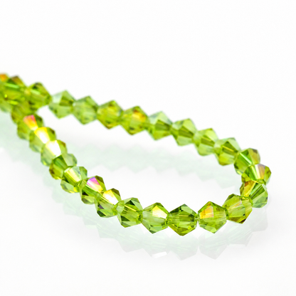 K9 faceted crystal glass bicone beads – Olive Green AB