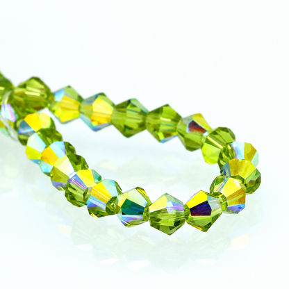 K9 faceted crystal glass bicone beads – Olive Green Aurora