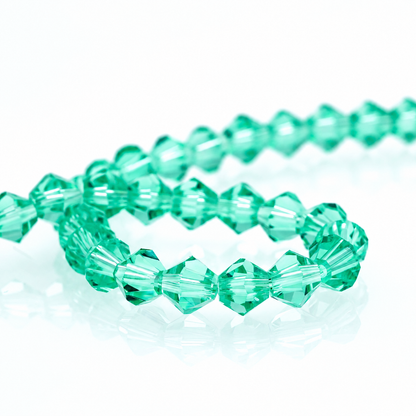 K9 faceted crystal glass bicone beads – Aqua Green