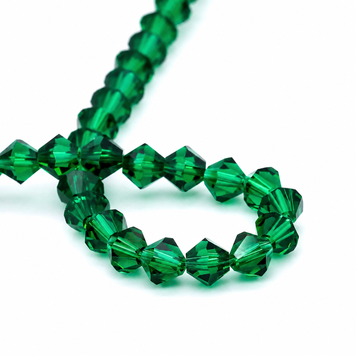 K9 faceted crystal glass bicone beads – Peacock Green