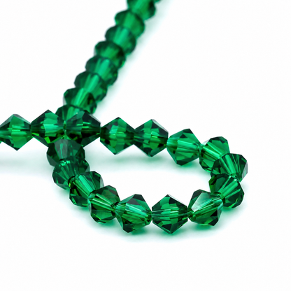 K9 faceted crystal glass bicone beads – Peacock Green