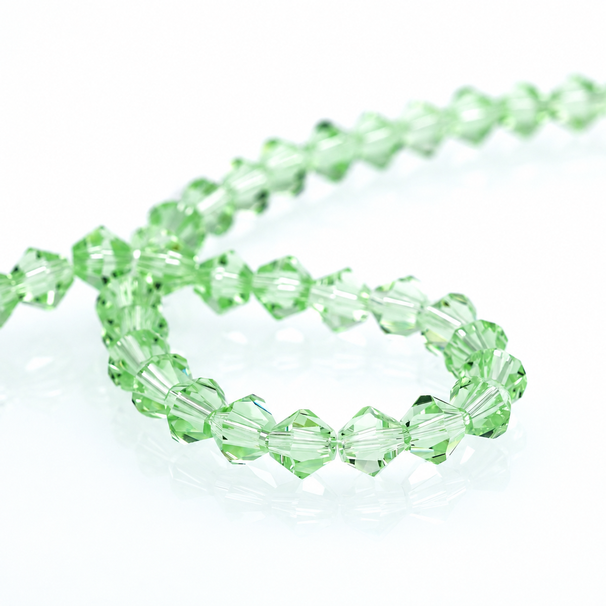 K9 faceted crystal glass bicone beads – Light Green