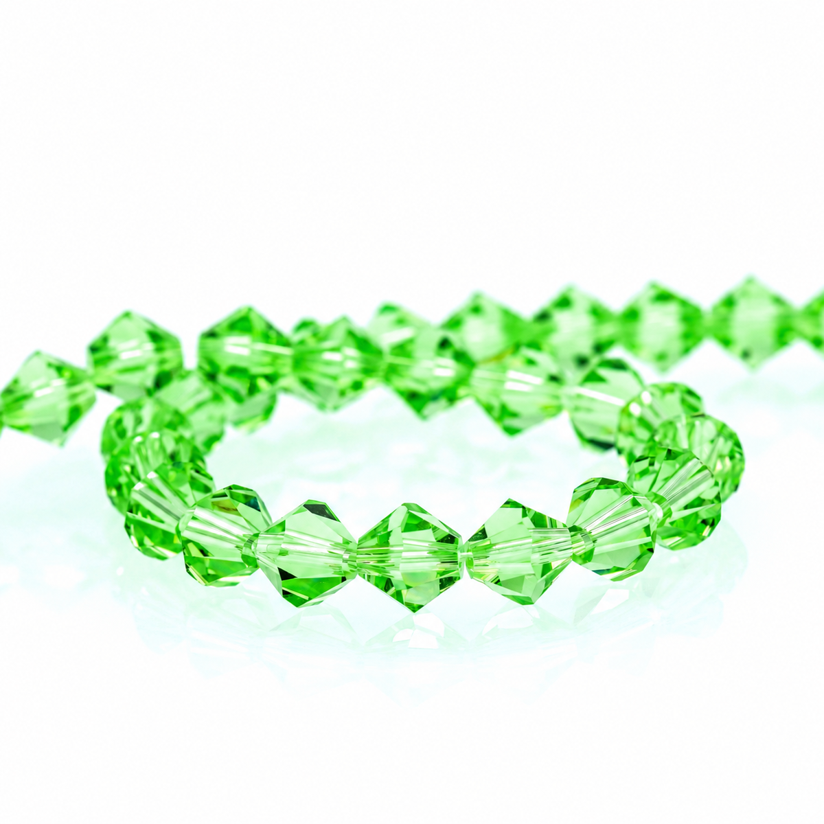 K9 faceted crystal glass bicone beads – Apple Green