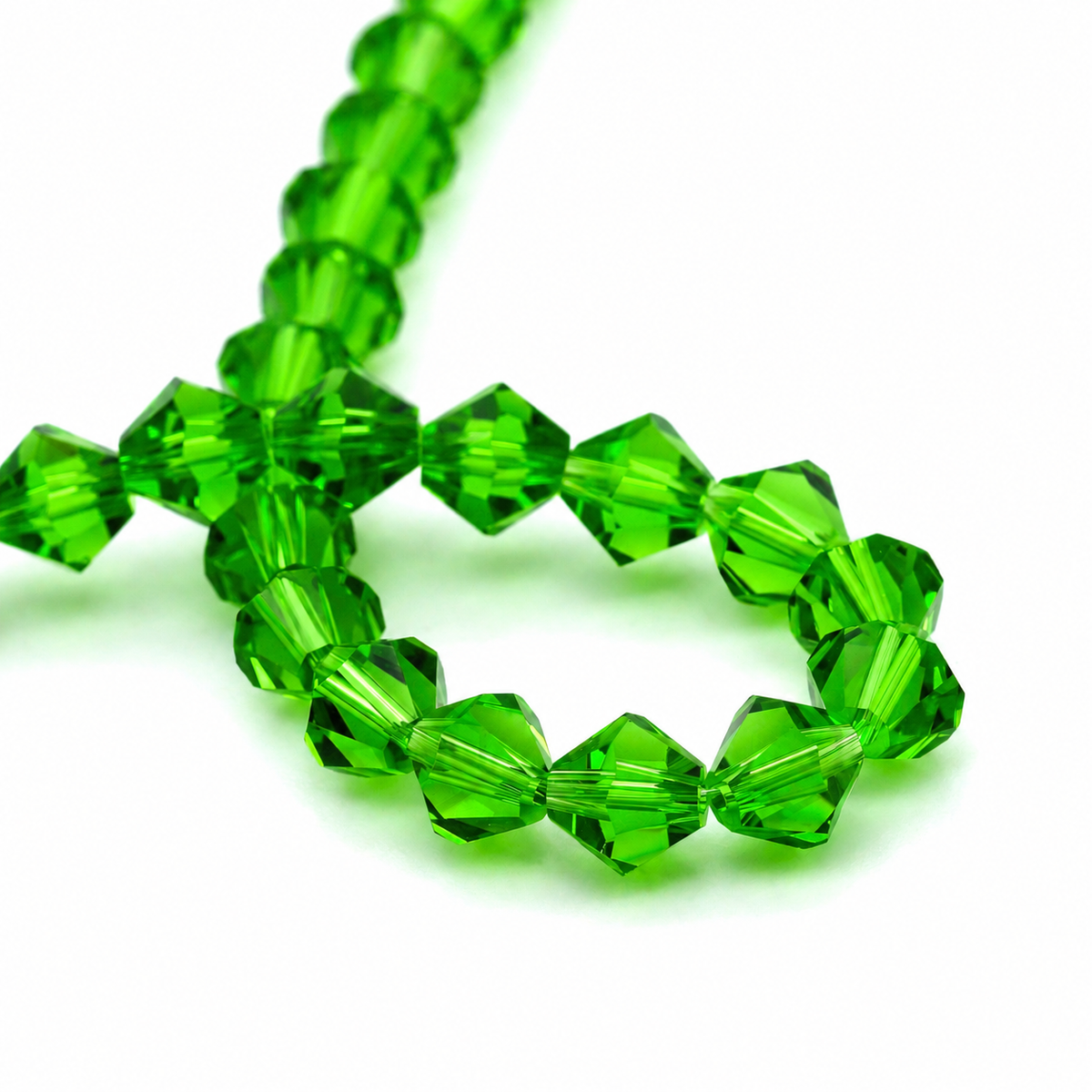 K9 faceted crystal glass bicone beads – Grass Green
