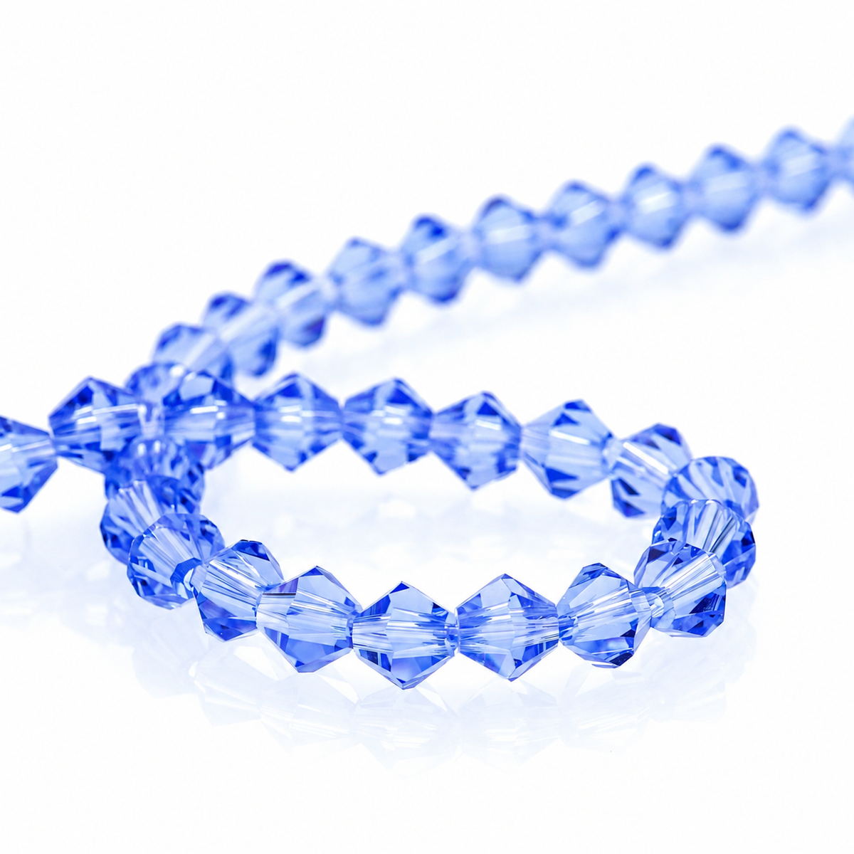 K9 faceted crystal glass bicone beads – Light Blue