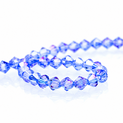 K9 faceted crystal glass bicone beads – Light Blue AB