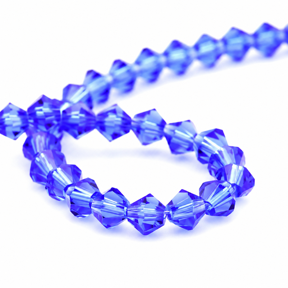 K9 faceted crystal glass bicone beads – Medium Blue