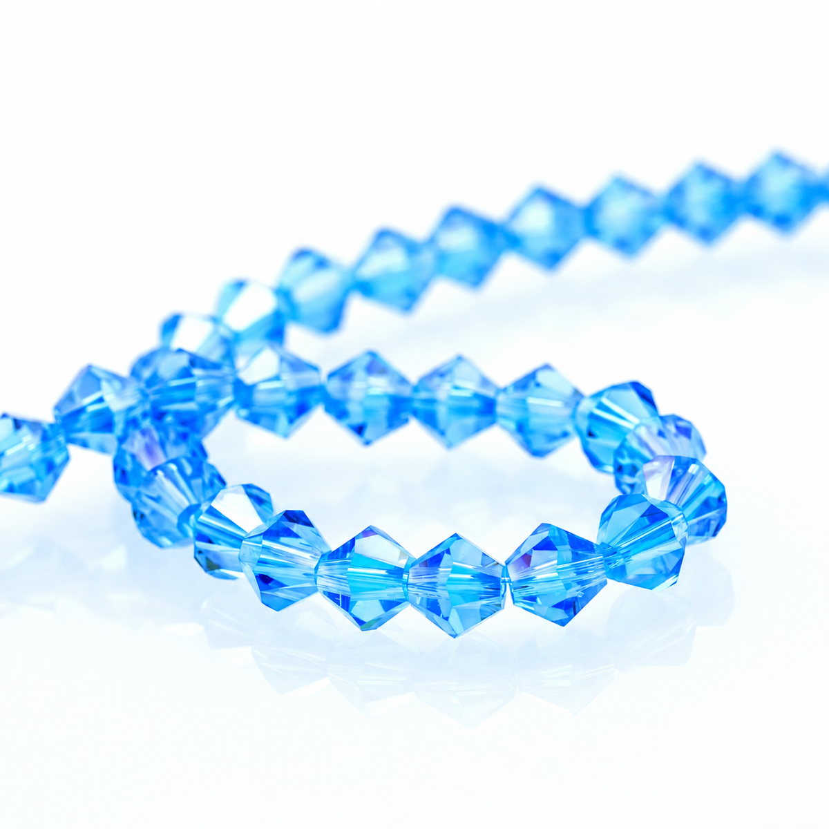 K9 faceted crystal glass bicone beads – Lake Blue AB