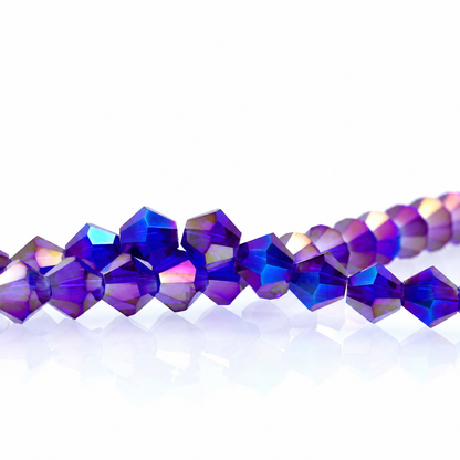 K9 faceted crystal glass bicone beads – Deep Blue AB