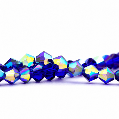 K9 faceted crystal glass bicone beads – Deep Blue Aurora