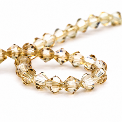 K9 faceted crystal glass bicone beads – Silver Champagne Coated