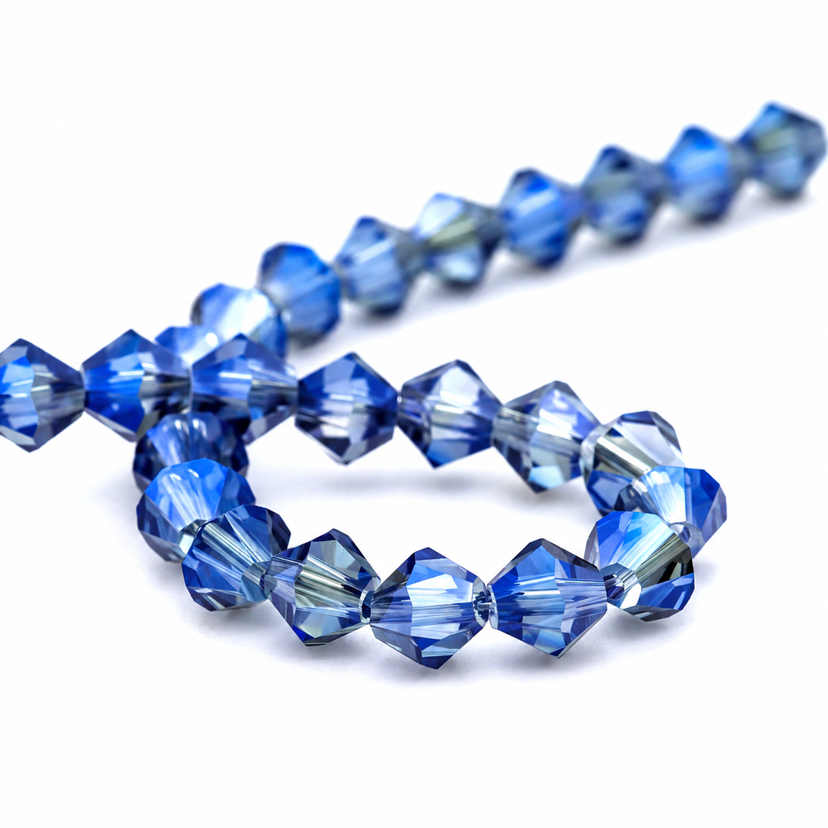 K9 faceted crystal glass bicone beads – Ink Blue Coated