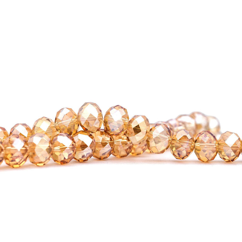 K9 faceted crystal glass rondelle beads in Amber Gold - sold by the strand