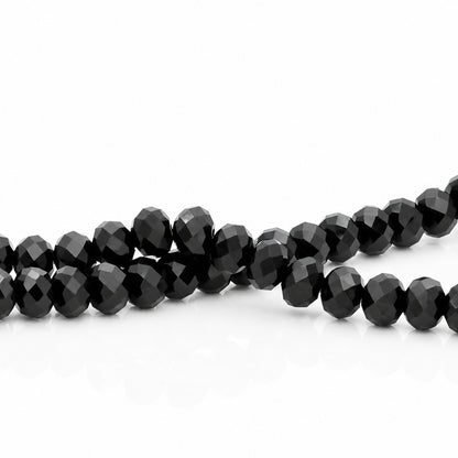 K9 faceted crystal glass rondelle beads in Black - sold by the strand
