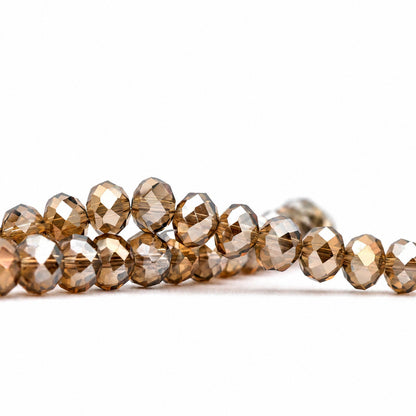 K9 faceted crystal glass rondelle beads in Coffee Brown - sold by the strand
