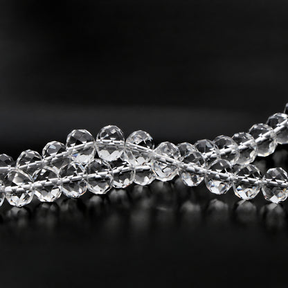 K9 faceted crystal glass rondelle beads in Crystal Clear - sold by the strand