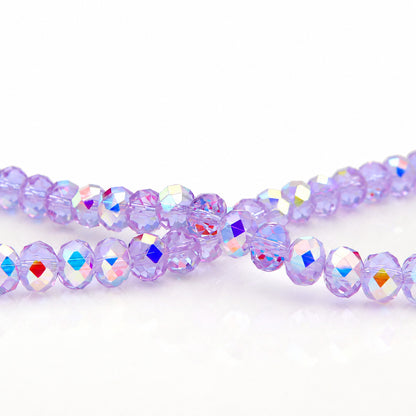 K9 faceted crystal glass rondelle beads in Crystal Purple Aurora - sold by the strand