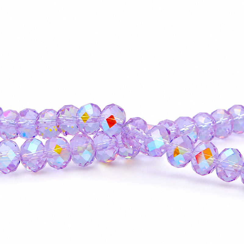 K9 faceted crystal glass rondelle beads in Crystal Purple Heavenly - sold by the strand