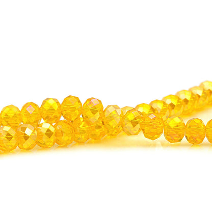 K9 faceted crystal glass rondelle beads in Golden Yellow AB - sold by the strand