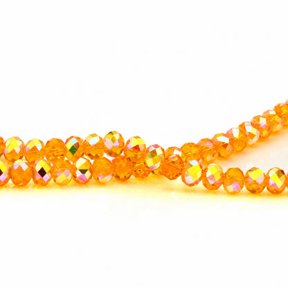K9 faceted crystal glass rondelle beads in Golden Yellow Aurora - sold by the strand
