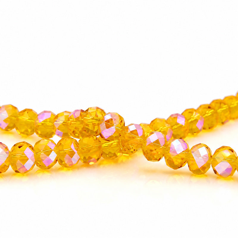 K9 faceted crystal glass rondelle beads in Golden Yellow Heavenly - sold by the strand