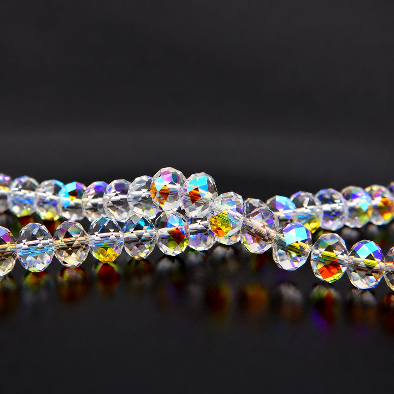K9 faceted crystal glass rondelle beads in Heavenly Light - sold by the strand