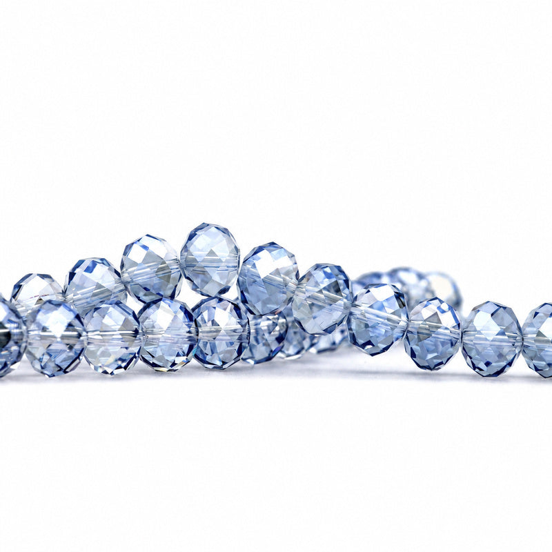 K9 faceted crystal glass rondelle beads in Light Blue Gray - sold by the strand