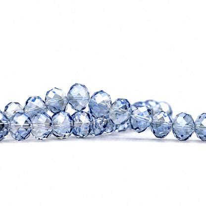 K9 faceted crystal glass rondelle beads in Light Blue Gray - sold by the strand