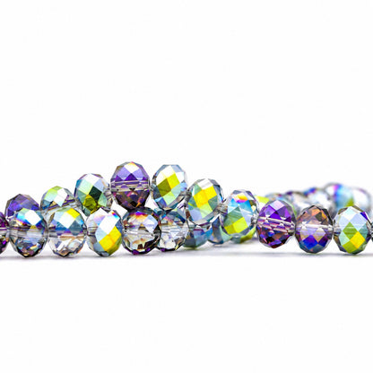 K9 faceted crystal glass rondelle beads in Magenta Green - sold by the strand
