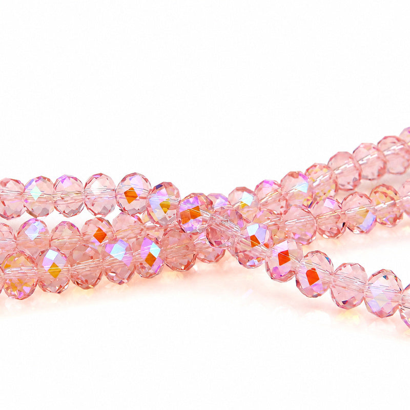 K9 faceted crystal glass rondelle beads in Pink Heavenly - sold by the strand