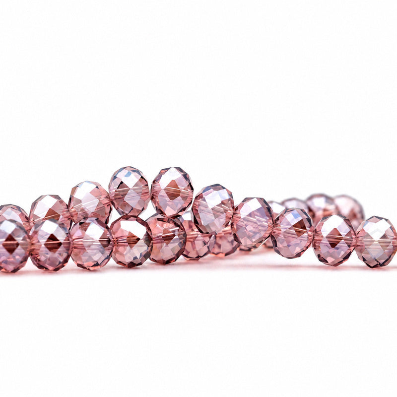 K9 faceted crystal glass rondelle beads in Pink Purple - sold by the strand