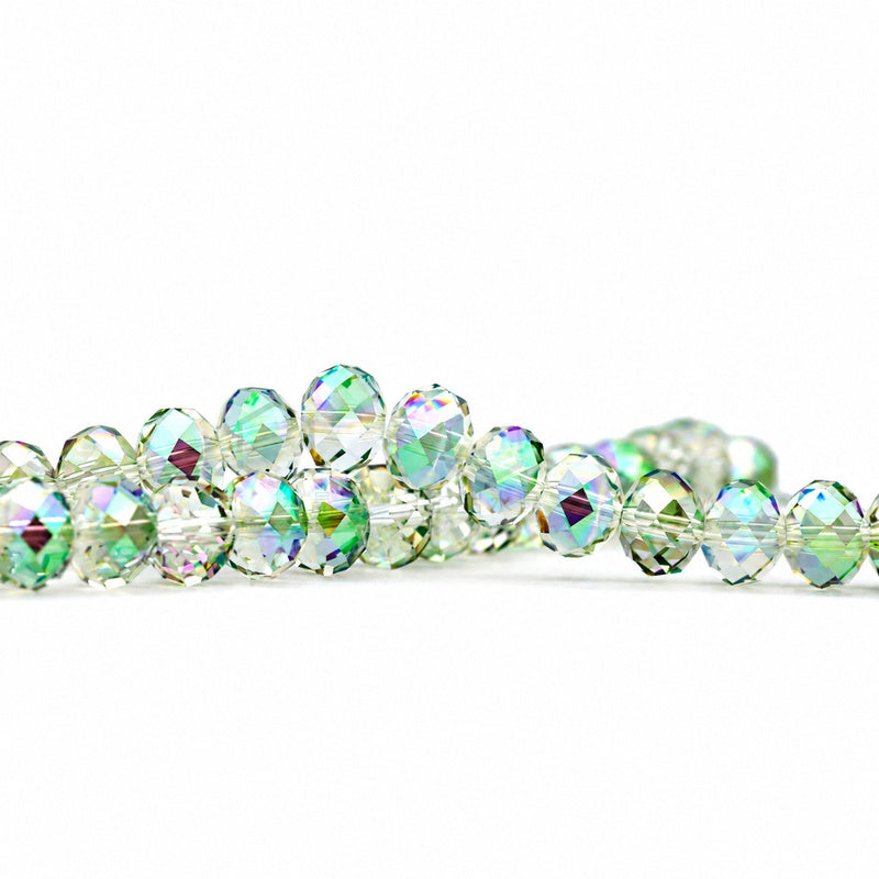 K9 faceted crystal glass rondelle beads in Spring Green - sold by the strand