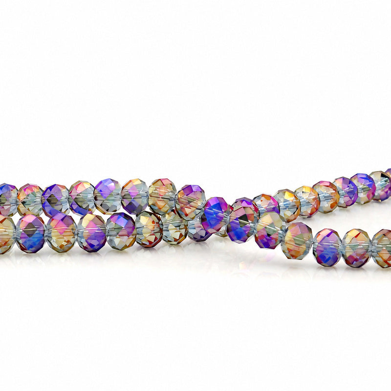K9 faceted crystal glass rondelle beads in Transparent Purple - sold by the strand