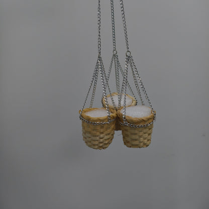 Close-up of mini woven basket base for beaded plant kits