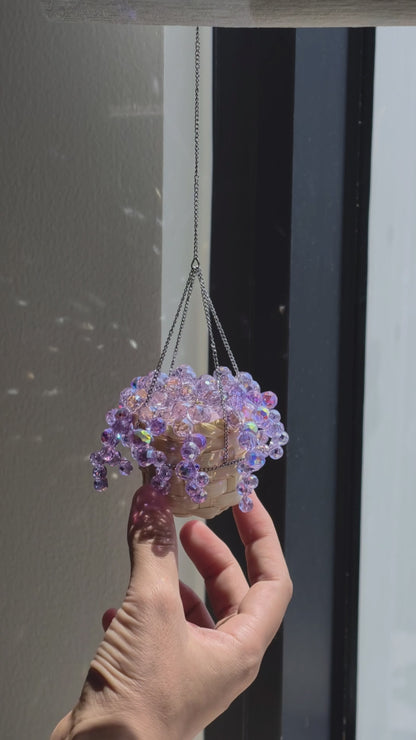 Mini Purple Beaded Plant Car Charm — DIY Kit or Finished Piece