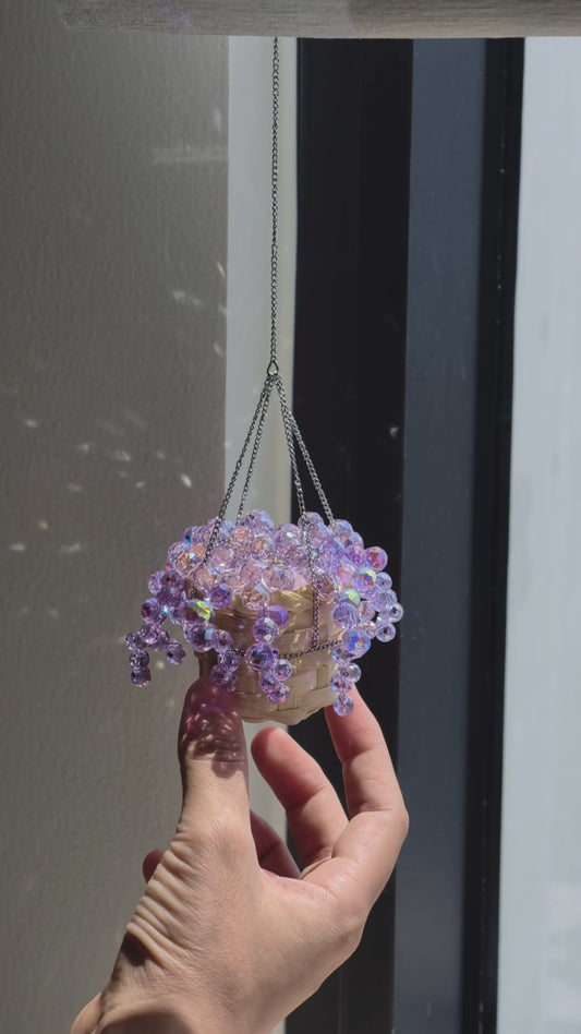 Mini Purple Beaded Plant Car Charm