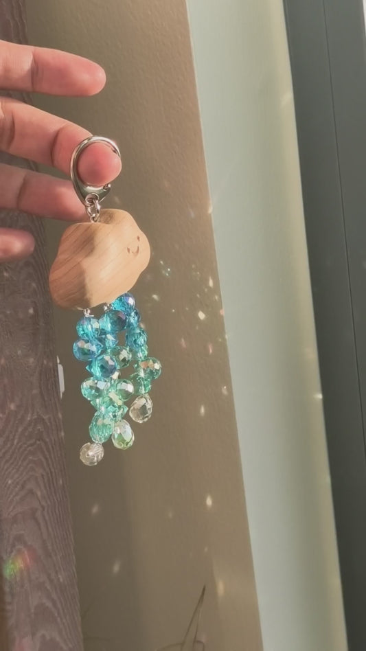 Cloud & Crystal Rain Beaded Charm